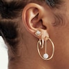 Thumbnail Image 2 of Made in Italy 8mm Cubic Zirconia Ball Chain Dangle Hoop Earrings in 10K Gold Tube and Solid Chain