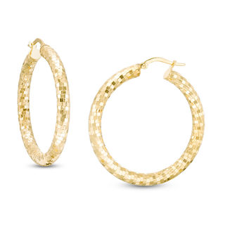 4 x 30mm Diamond-Cut Disco Tube Hoop Earrings in 10K Gold