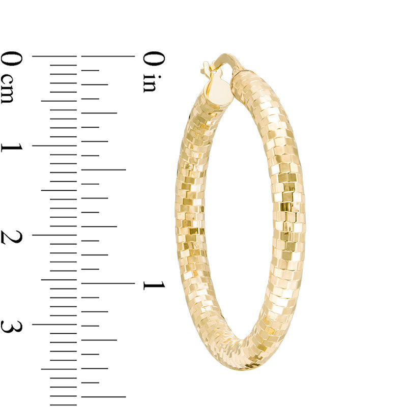 Main Image 2 of 4 x 30mm Diamond-Cut Disco Tube Hoop Earrings in 10K Gold