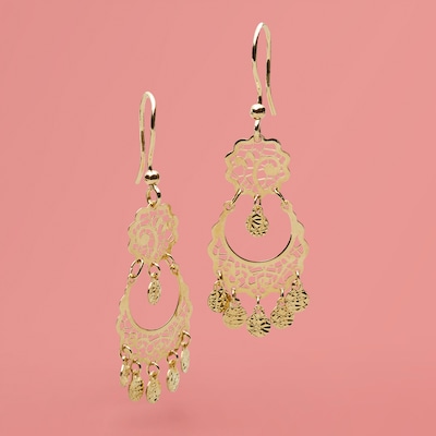 Made in Italy Filigree Chandelier Drop Earrings in 10K Gold