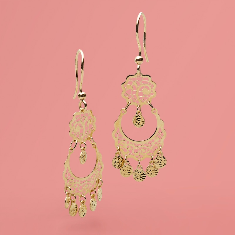 Main Image 2 of Made in Italy Filigree Chandelier Drop Earrings in 10K Gold