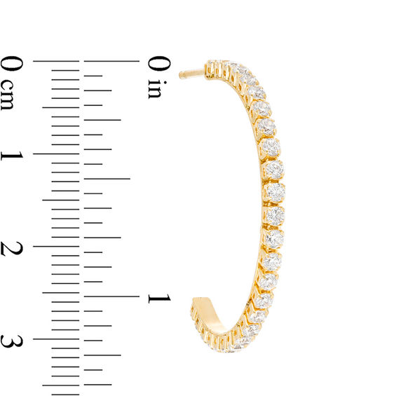 Cubic Zirconia Half-Hoop Earrings in 10K Gold