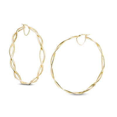 10K Gold Bonded Loose Braid Hoops Made in Italy