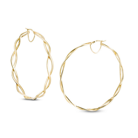 10K Gold Bonded Sterling Silver Loose Braid Hoops - Made in Italy