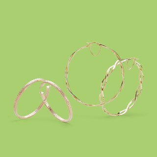 10K Gold Bonded Loose Braid Hoops Made in Italy