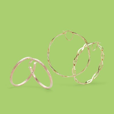 10K Gold Bonded Loose Braid Hoops Made in Italy