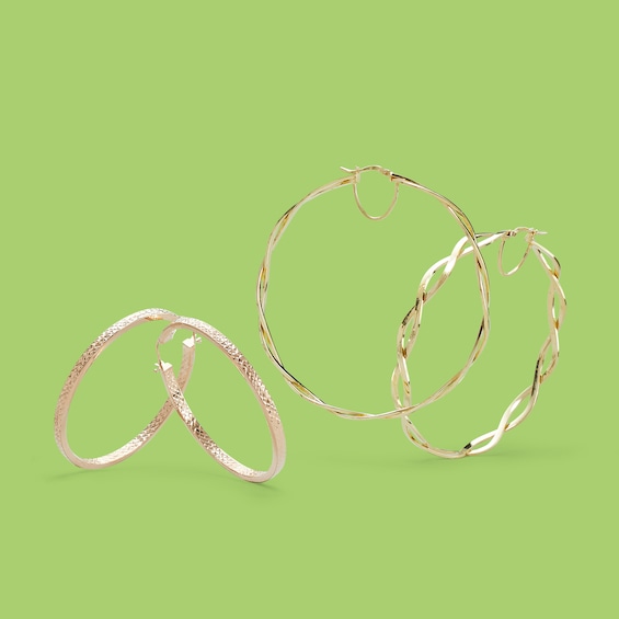 10K Gold Bonded Loose Braid Hoops Made in Italy