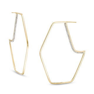Crystal Geometric Hoop Earrings in 10K Gold Bonded Sterling Silver