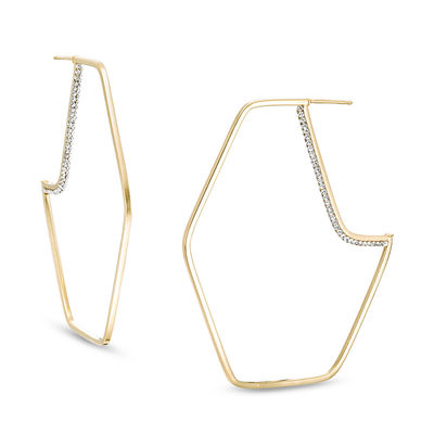 Crystal Geometric Hoop Earrings in 10K Gold Bonded Sterling Silver