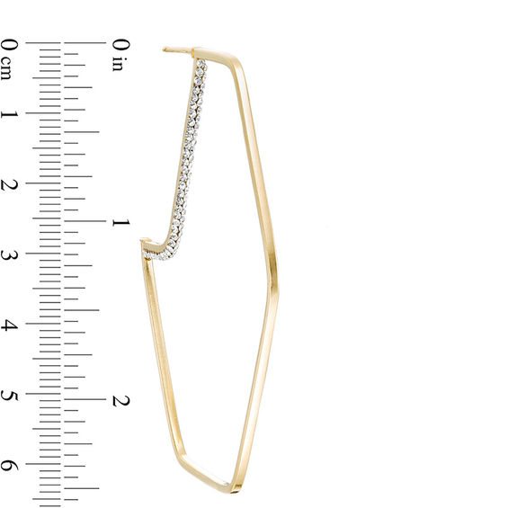 Crystal Geometric Hoop Earrings in 10K Gold Bonded Sterling Silver