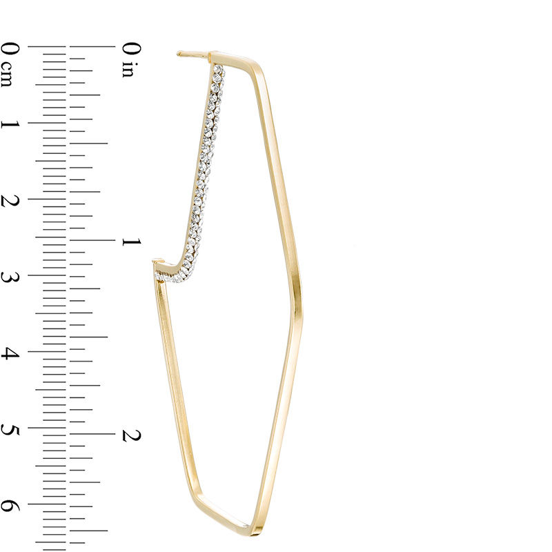 Main Image 2 of Crystal Geometric Hoop Earrings in 10K Gold Bonded Sterling Silver