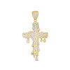 Thumbnail Image 1 of Cubic Zirconia Pavé Dripping Cross Necklace Charm in 10K Gold