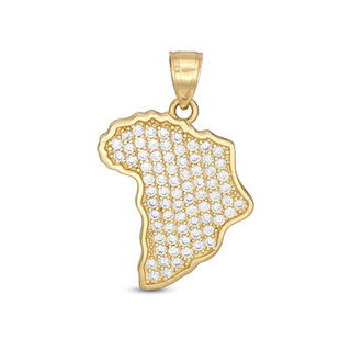 Cubic Zirconia Pavé Africa Charm in 10K Gold