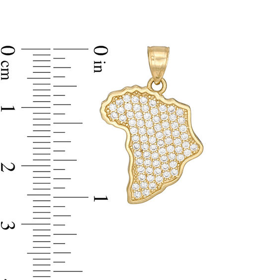 Cubic Zirconia Pavé Africa Charm in 10K Gold