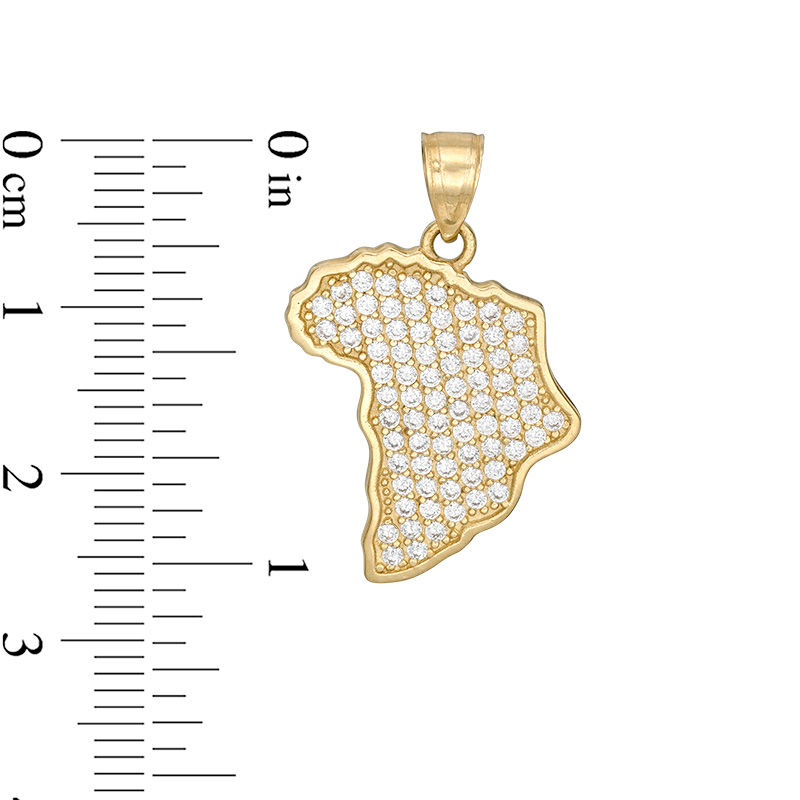 Main Image 2 of Cubic Zirconia Pavé Africa Necklace Charm in 10K Gold