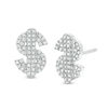 Thumbnail Image 0 of Cubic Zirconia Dollar Sign Stud Earrings in Sterling Silver