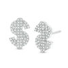 Thumbnail Image 1 of Cubic Zirconia Dollar Sign Stud Earrings in Sterling Silver