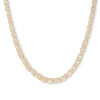 10K Solid Gold CZ Oval Mesh Chain Made in Italy - 18"