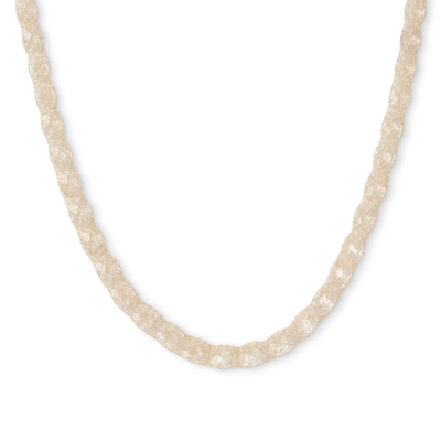 10K Solid Gold CZ Oval Mesh Chain Made in Italy - 18"