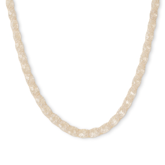 10K Solid Gold CZ Oval Mesh Chain Made in Italy - 18"