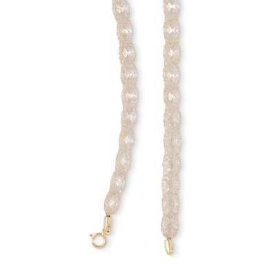 10K Solid Gold CZ Oval Mesh Chain Made in Italy - 18"