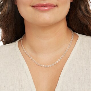 10K Solid Gold CZ Oval Mesh Chain Made in Italy - 18"