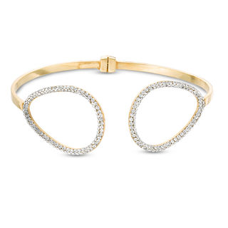 Crystal Double Open Teardrop Cuff in 10K Gold Bonded Sterling Silver