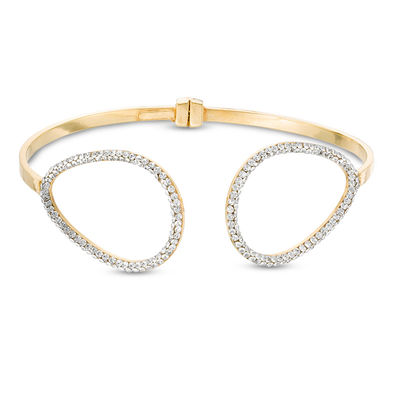 Crystal Double Open Teardrop Cuff in 10K Gold Bonded Sterling Silver