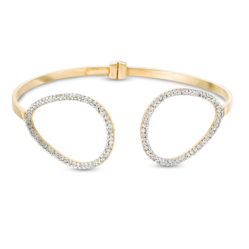 Main Image 1 of Crystal Double Open Teardrop Cuff in 10K Gold Bonded Sterling Silver