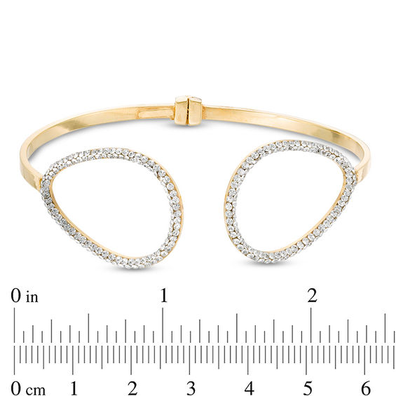 Crystal Double Open Teardrop Cuff in 10K Gold Bonded Sterling Silver