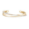 Thumbnail Image 1 of Crystal Crossover Triple Row Cuff in 10K Gold Bonded Sterling Silver