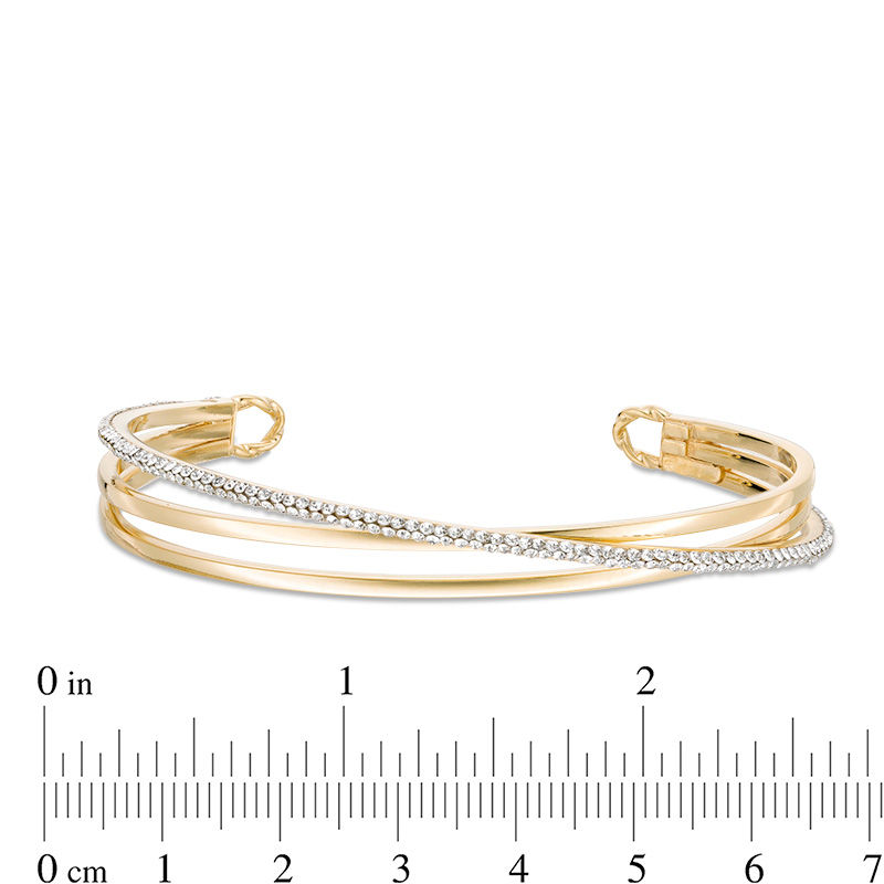 Main Image 2 of Crystal Crossover Triple Row Cuff in 10K Gold Bonded Sterling Silver