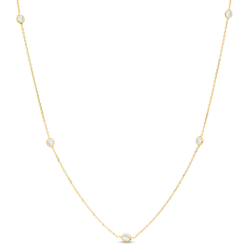 Main Image 1 of 3.5mm Bezel-Set Cubic Zirconia Station Necklace in 10K Gold - 28"