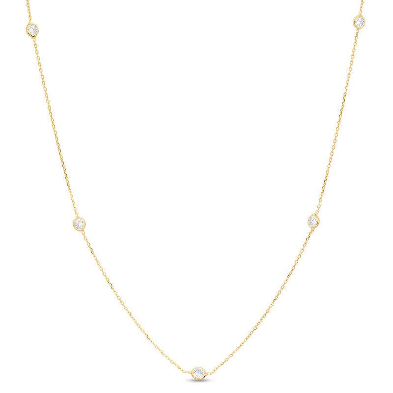 3.5mm Bezel-Set Cubic Zirconia Station Necklace in 10K Gold - 28"