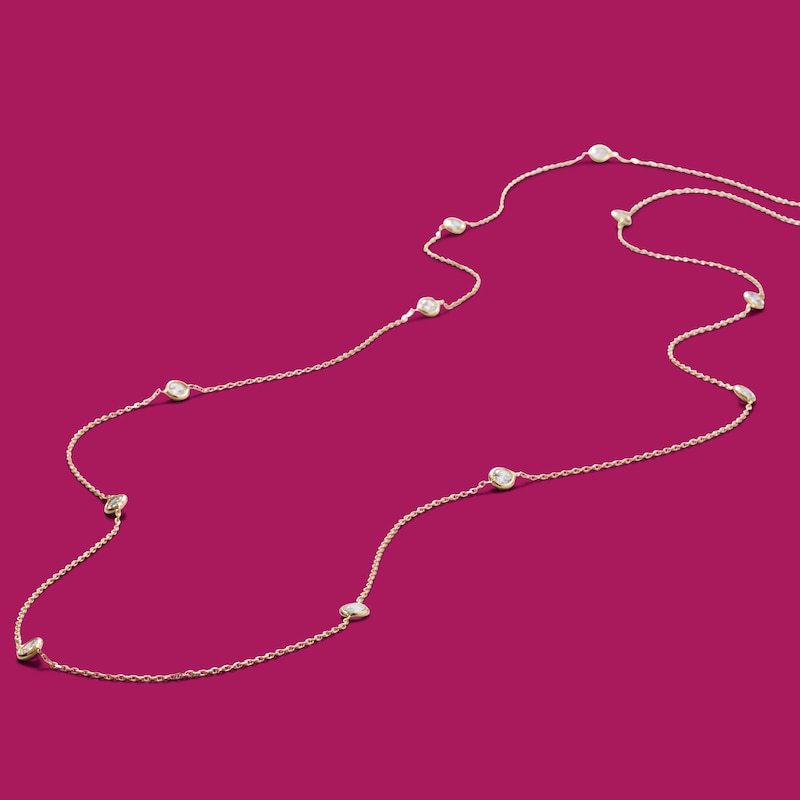 Main Image 2 of 3.5mm Bezel-Set Cubic Zirconia Station Necklace in 10K Gold - 28"
