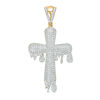 Thumbnail Image 1 of 3/8 CT. T.W. Diamond Dripping Rounded Cross Necklace Charm in 10K Gold