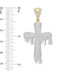 Thumbnail Image 2 of 3/8 CT. T.W. Diamond Dripping Rounded Cross Necklace Charm in 10K Gold