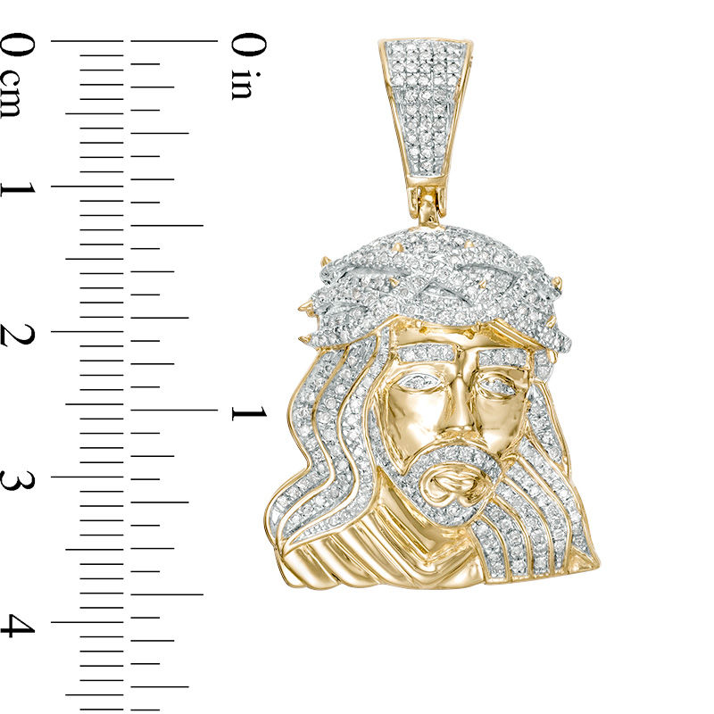 1/2 CT. T.W. Diamond Jesus Head Necklace Charm in 10K Gold