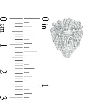 Cubic Zirconia Lion Head Stud Earrings in Sterling Silver