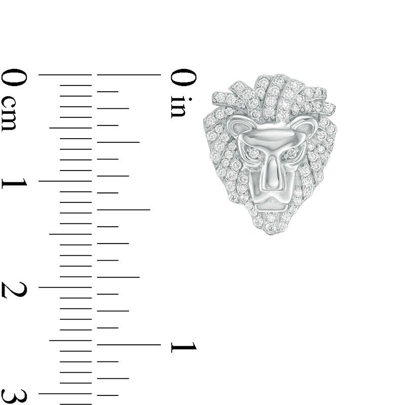 Main Image 2 of Cubic Zirconia Lion Head Stud Earrings in Sterling Silver