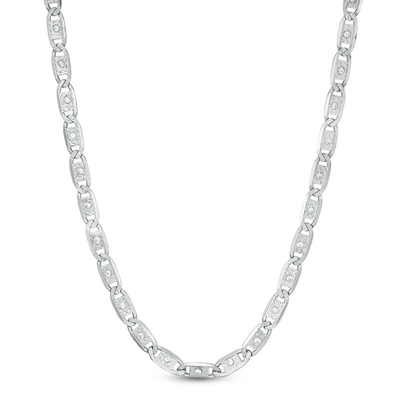 Main Image 1 of Cubic Zirconia Diamond-Cut Valentino Chain Necklace in Sterling Silver - 20"