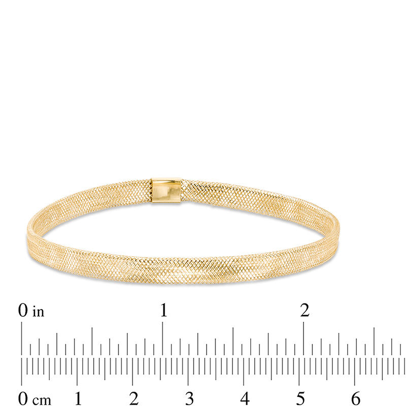 Main Image 2 of Made in Italy 080 Gauge Mesh Stretch Bracelet in 10K Gold - 7"