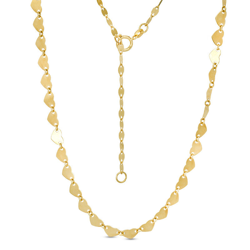 Main Image 1 of Child's Polished Heart Disc Link Necklace in 10K Gold - 15&quot;