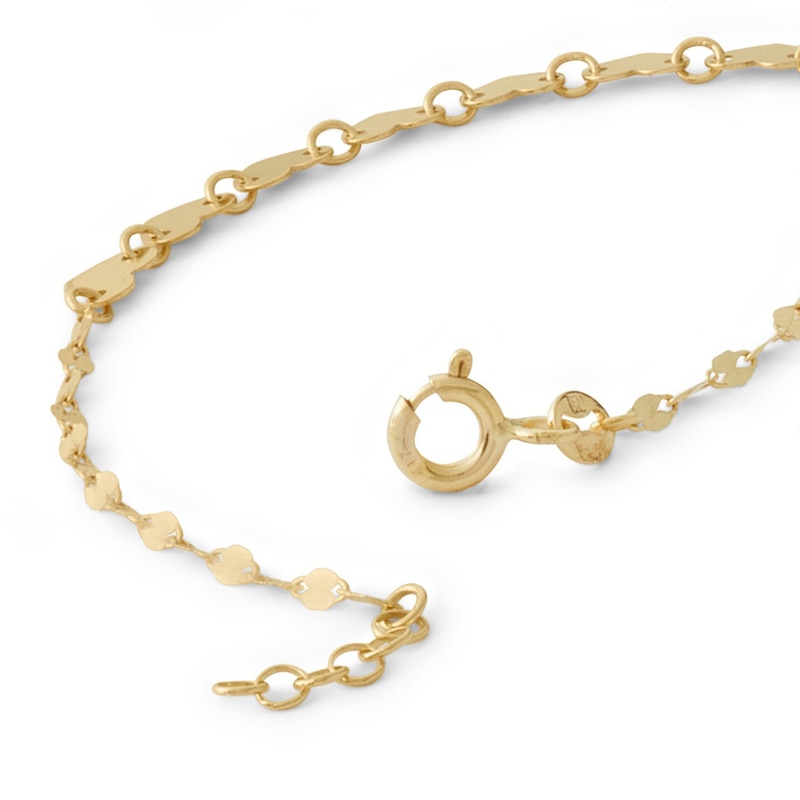 Main Image 2 of Made in Italy Child's Polished Heart Disc Link Bracelet in 10K Gold - 6&quot;