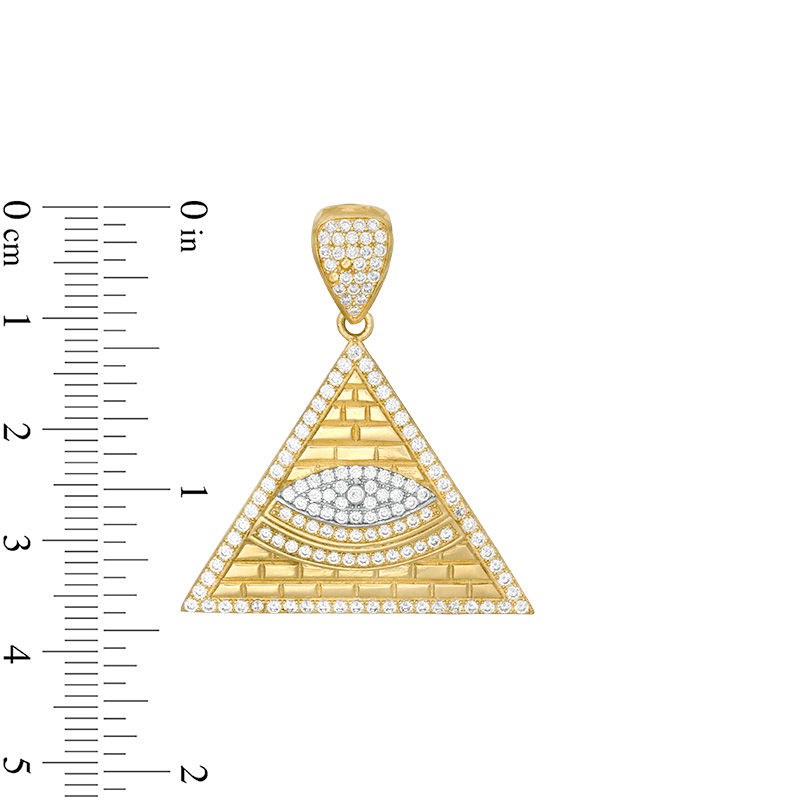 Cubic Zirconia All Seeing Eye Pyramid Necklace Charm in 10K Gold