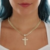 Thumbnail Image 2 of Cubic Zirconia Layered Double Cross Necklace Charm in 10K Solid Gold