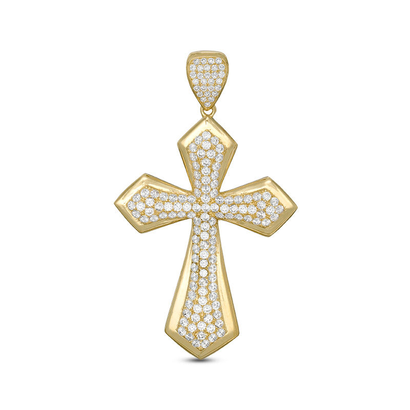 Main Image 1 of Cubic Zirconia Pointed Cross Necklace Charm in 10K Gold