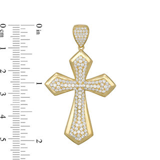 Cubic Zirconia Pointed Cross Necklace Charm in 10K Gold