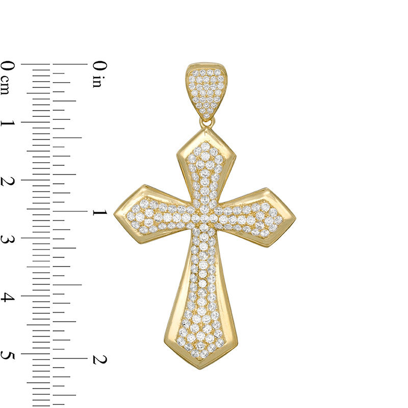 Main Image 2 of Cubic Zirconia Pointed Cross Necklace Charm in 10K Gold