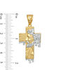 Thumbnail Image 2 of Multi-Finish Jesus Head Profile on Dripping Cross Necklace Charm in 10K Two-Tone Gold
